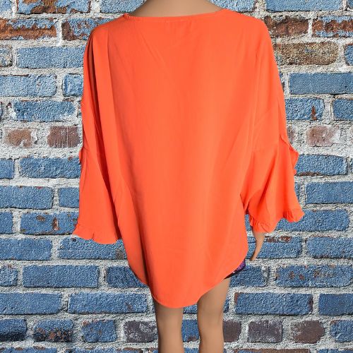 Amy Ruffle Sleeve Top, Neon Coral