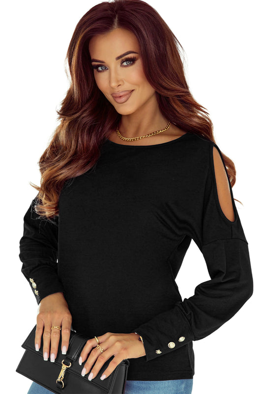 BLACK COLD SHOULDER TOP