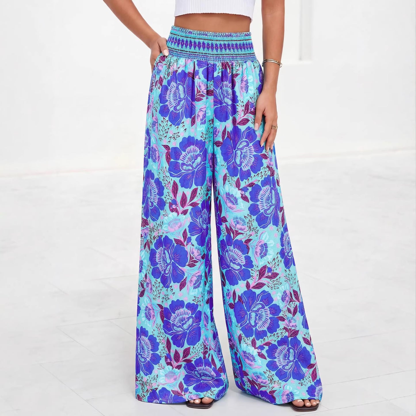 Floral Printed Wide Leg Pants