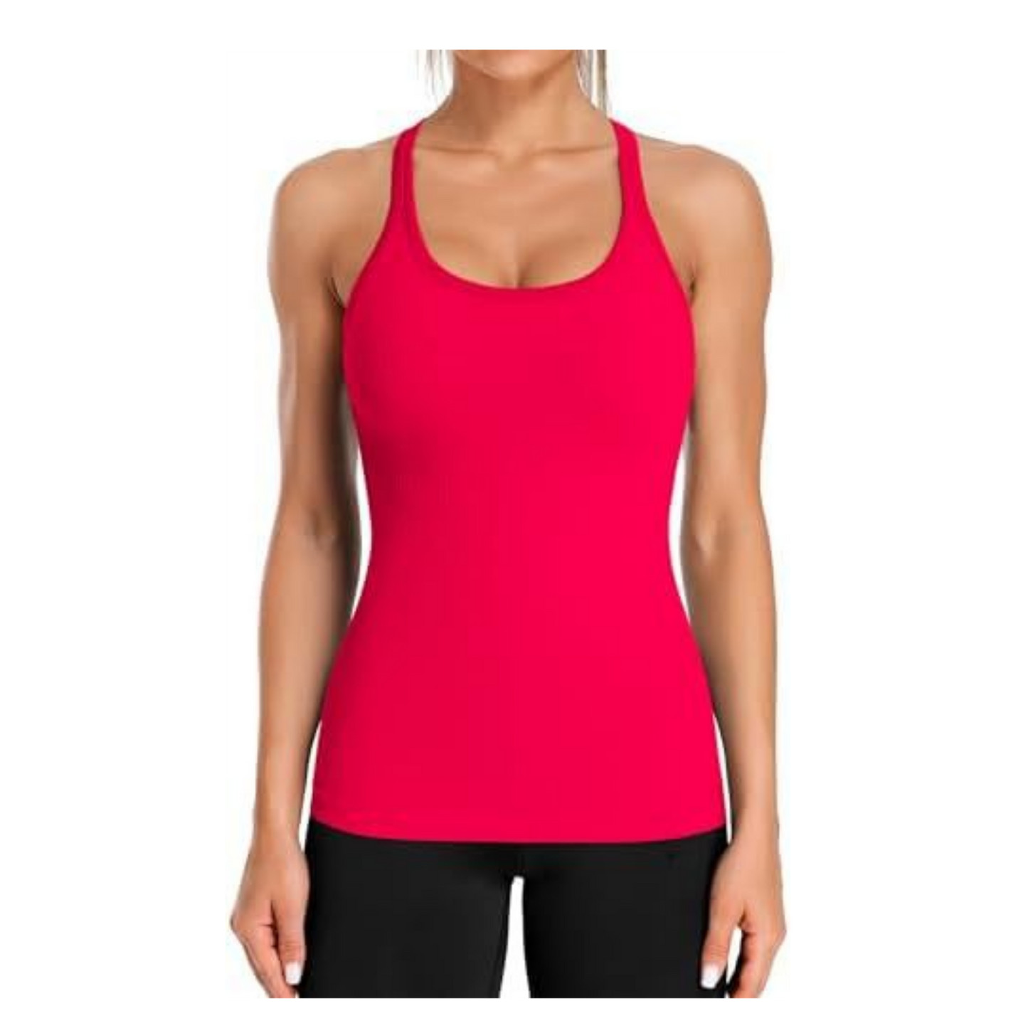 Ribbed Sports Tank Top with Built-In Bra