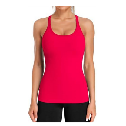 Ribbed Sports Tank Top with Built-In Bra