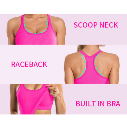 Ribbed Sports Tank Top with Built-In Bra