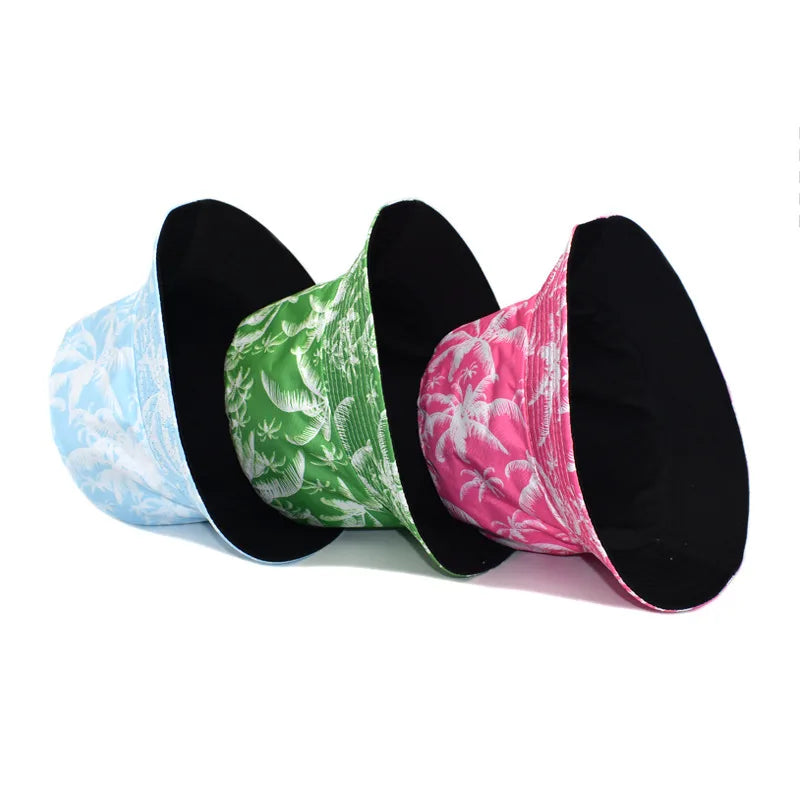 Unisex-Palm Tree Reversible Bucket Hats