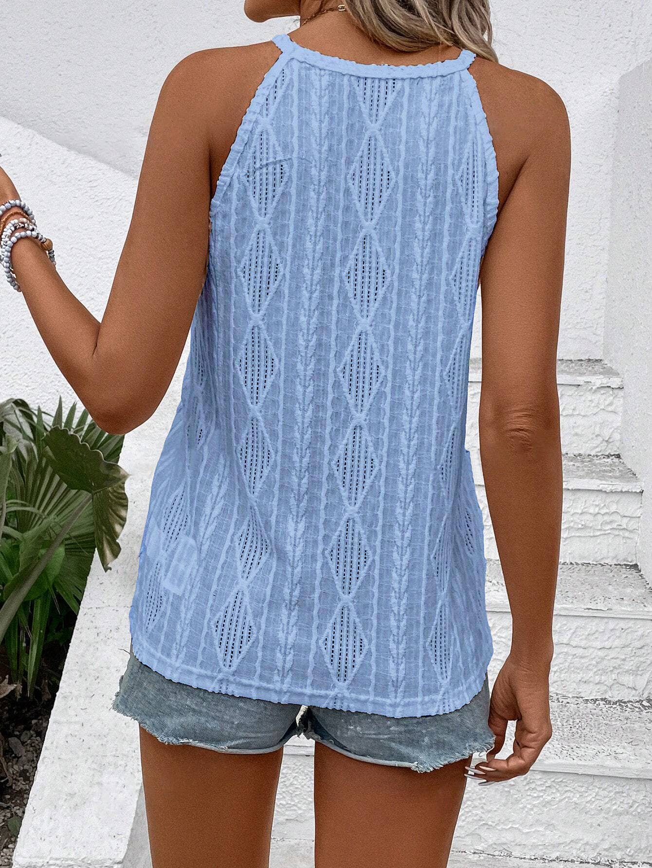 Stylish jacquard solid color knit camisole