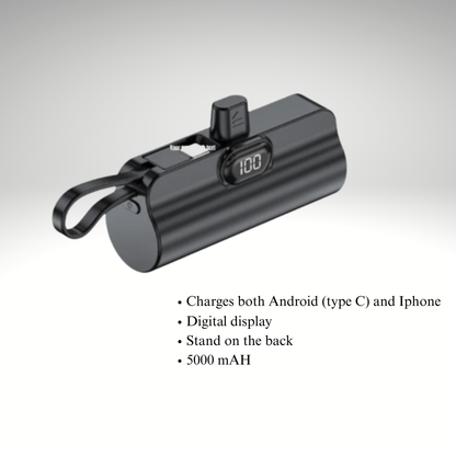 5000mAH -2 in 1 BUILT IN CABLE PORTABLE POWER BANK