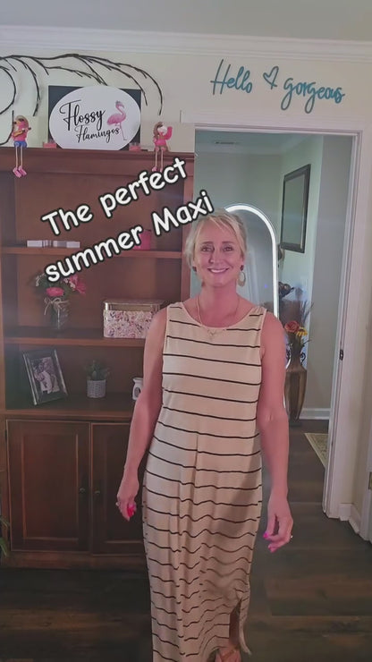 Khaki Stripe Maxi Dress